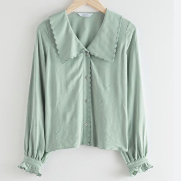 & Other Stories Tops - & Other Stories Scalloped Collar and Trim Button Up Blouse Top size 8